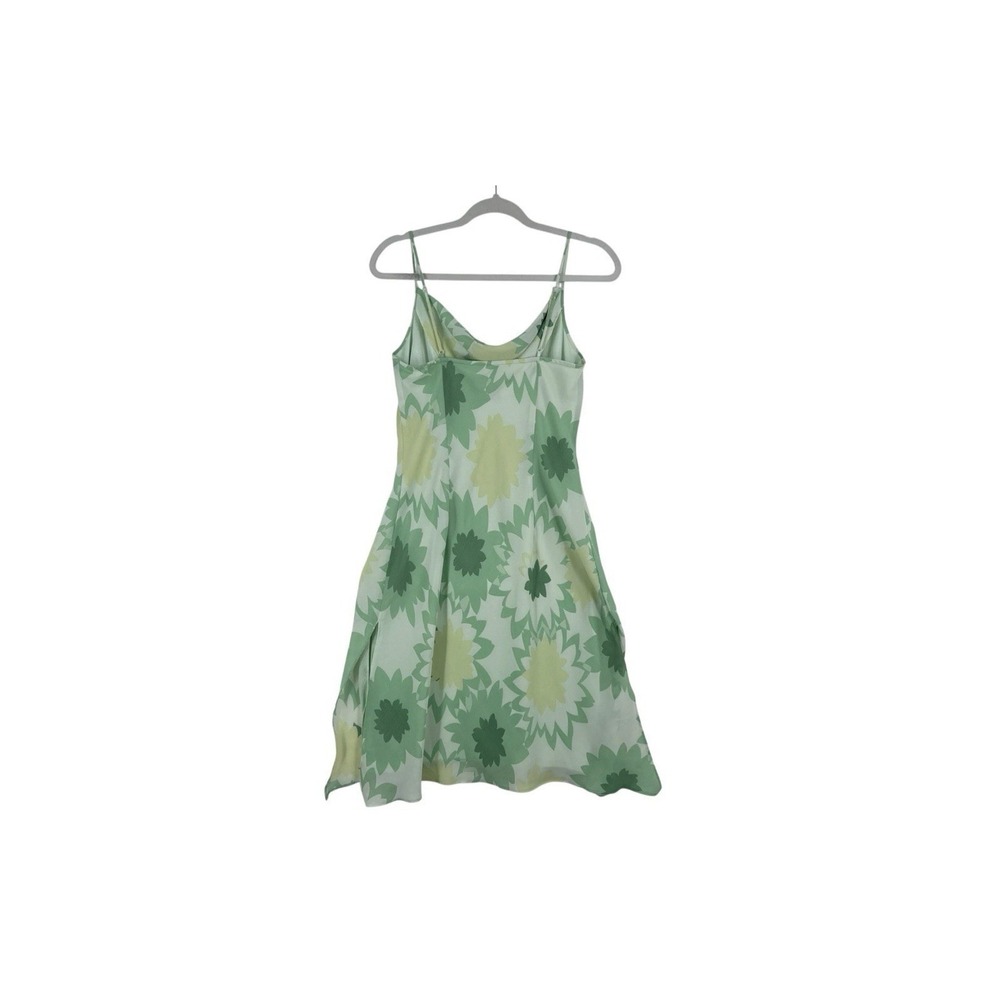 Vintage Express Y2K Midi Dress Womens 9/10 Green Floral Retro Cocktail Flouncy - Picture 9 of 10